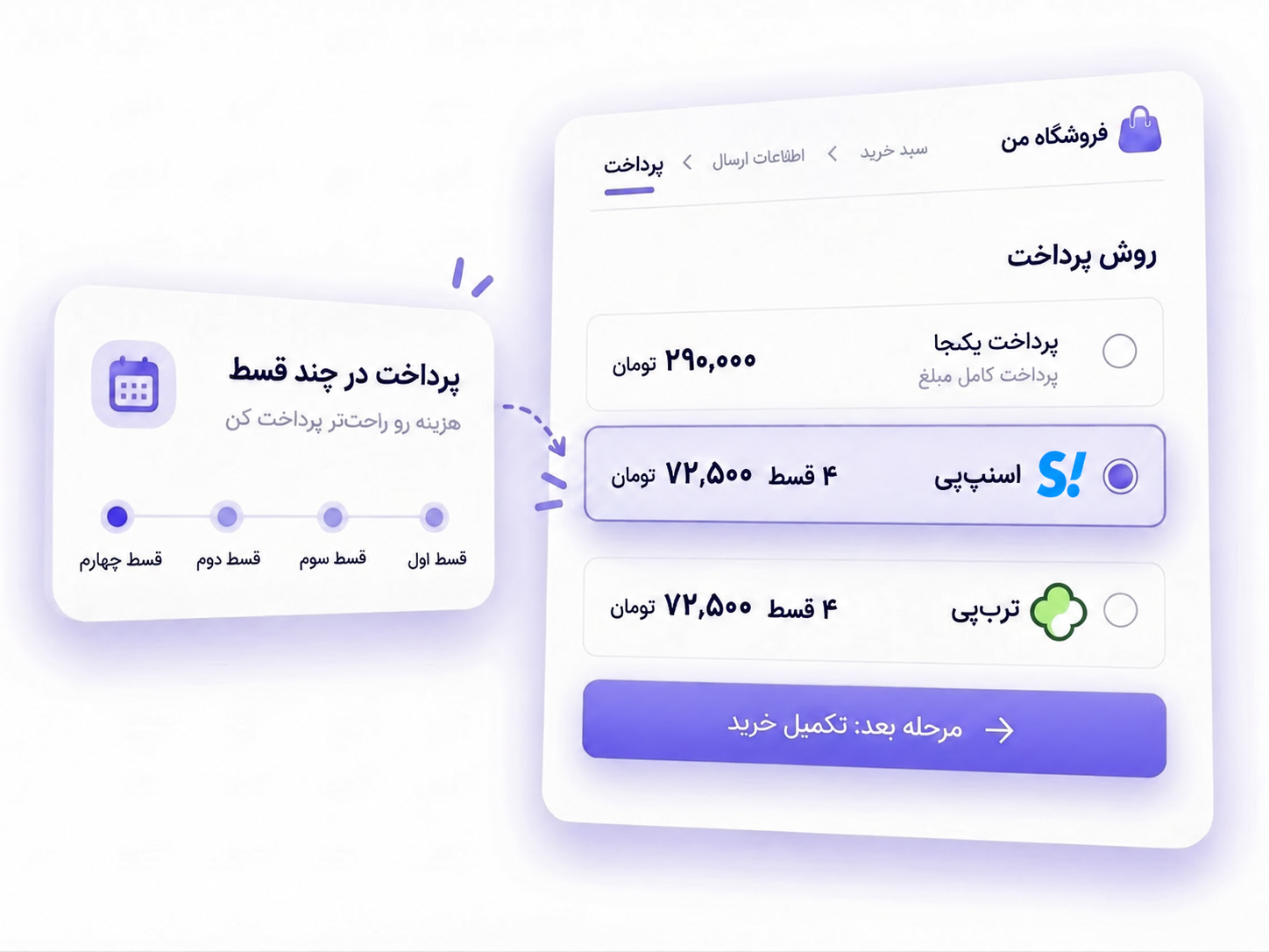 افزودن روش پرداخت اقساطی اسنپ‌پی و ترب‌پی به سایت